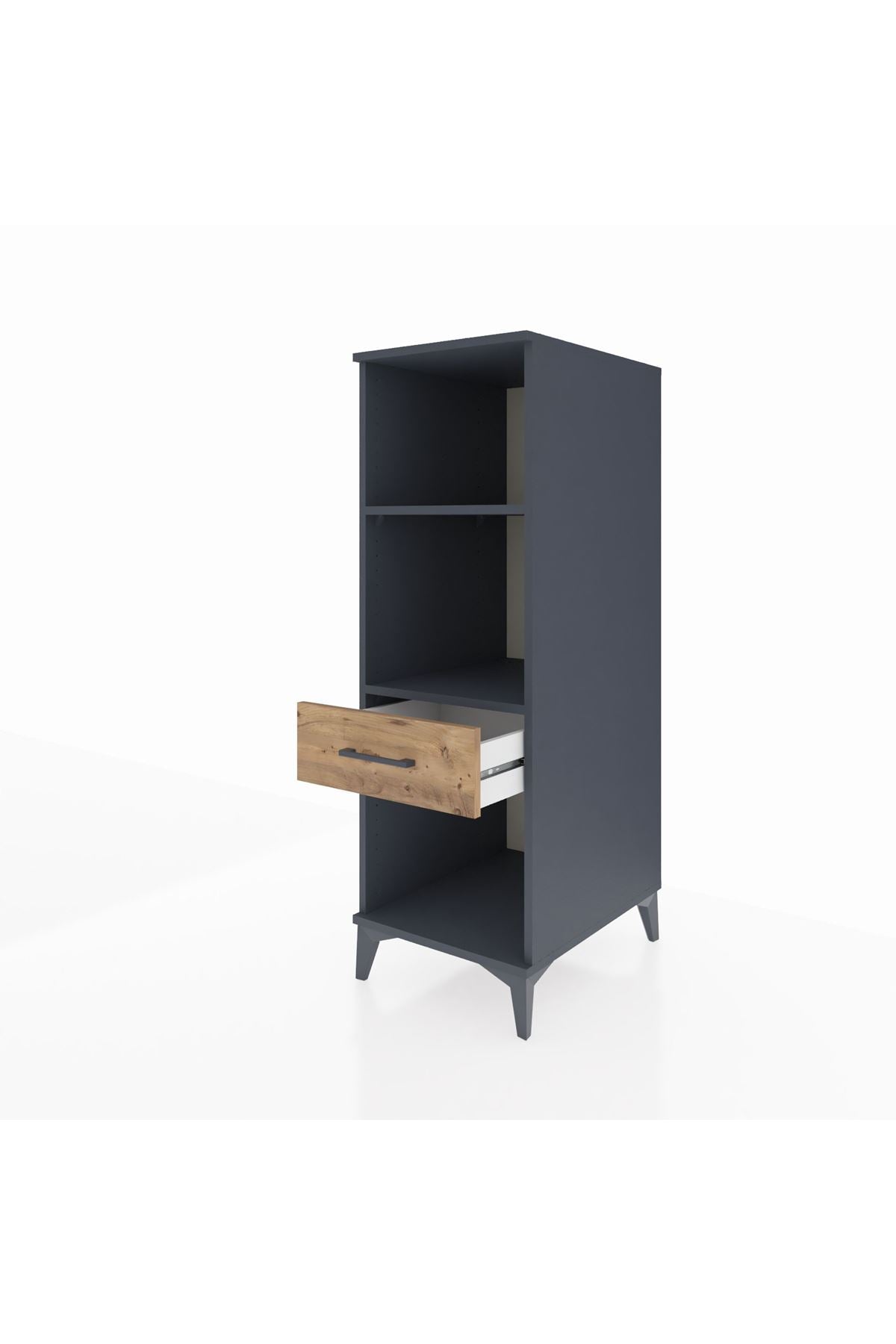 Kronos Dolap 2 Raflı Tek Çekmeceli 44x59x134 Antrasit-Çam