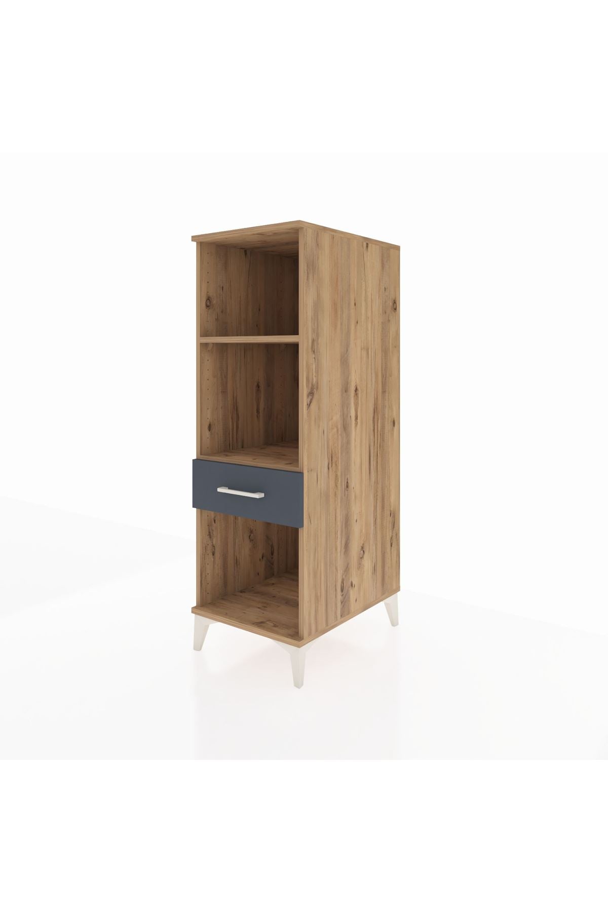 Kronos Dolap 2 Raflı Tek Çekmeceli 44x59x134 Çam-Antrasit