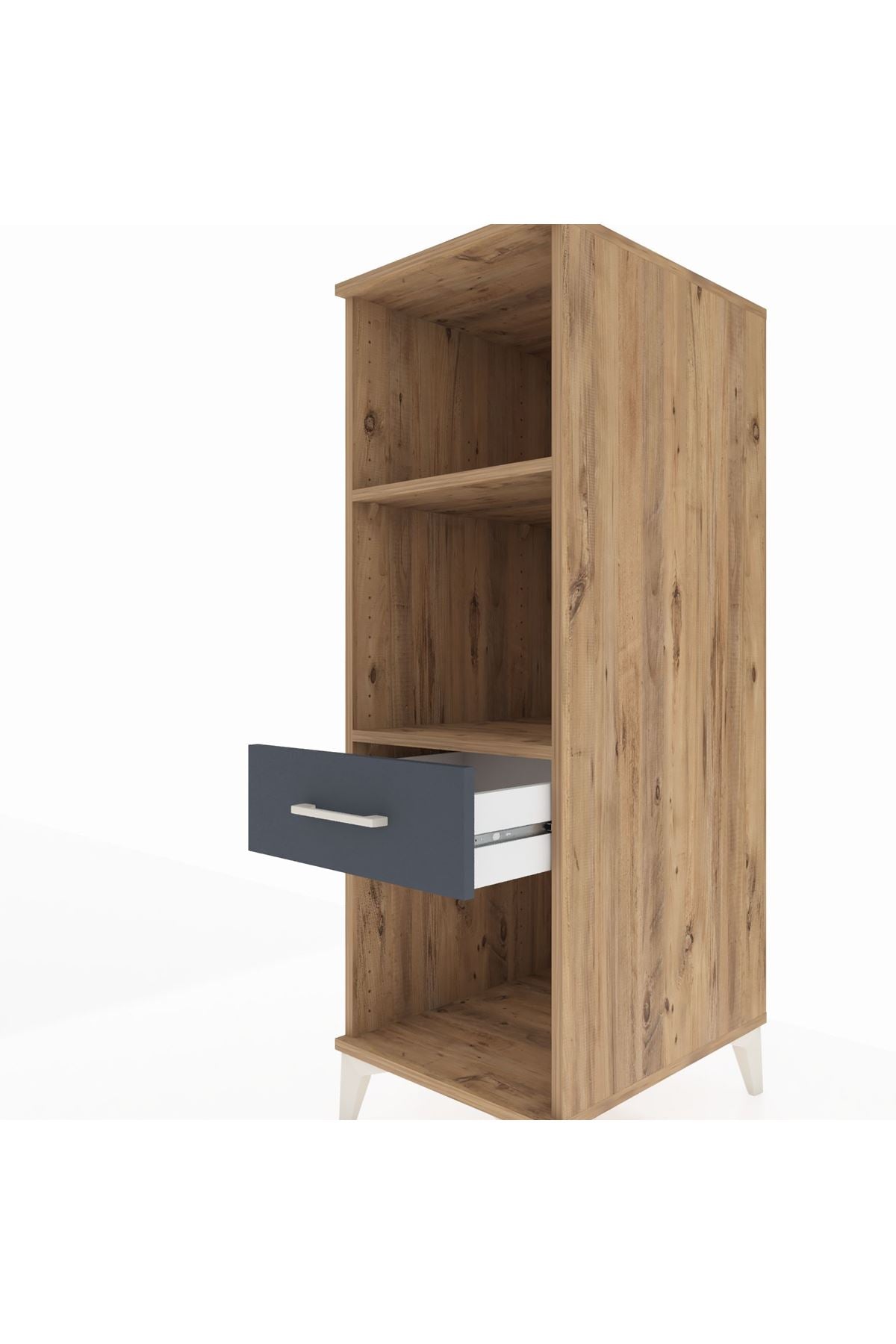 Kronos Dolap 2 Raflı Tek Çekmeceli 44x59x134 Çam-Antrasit