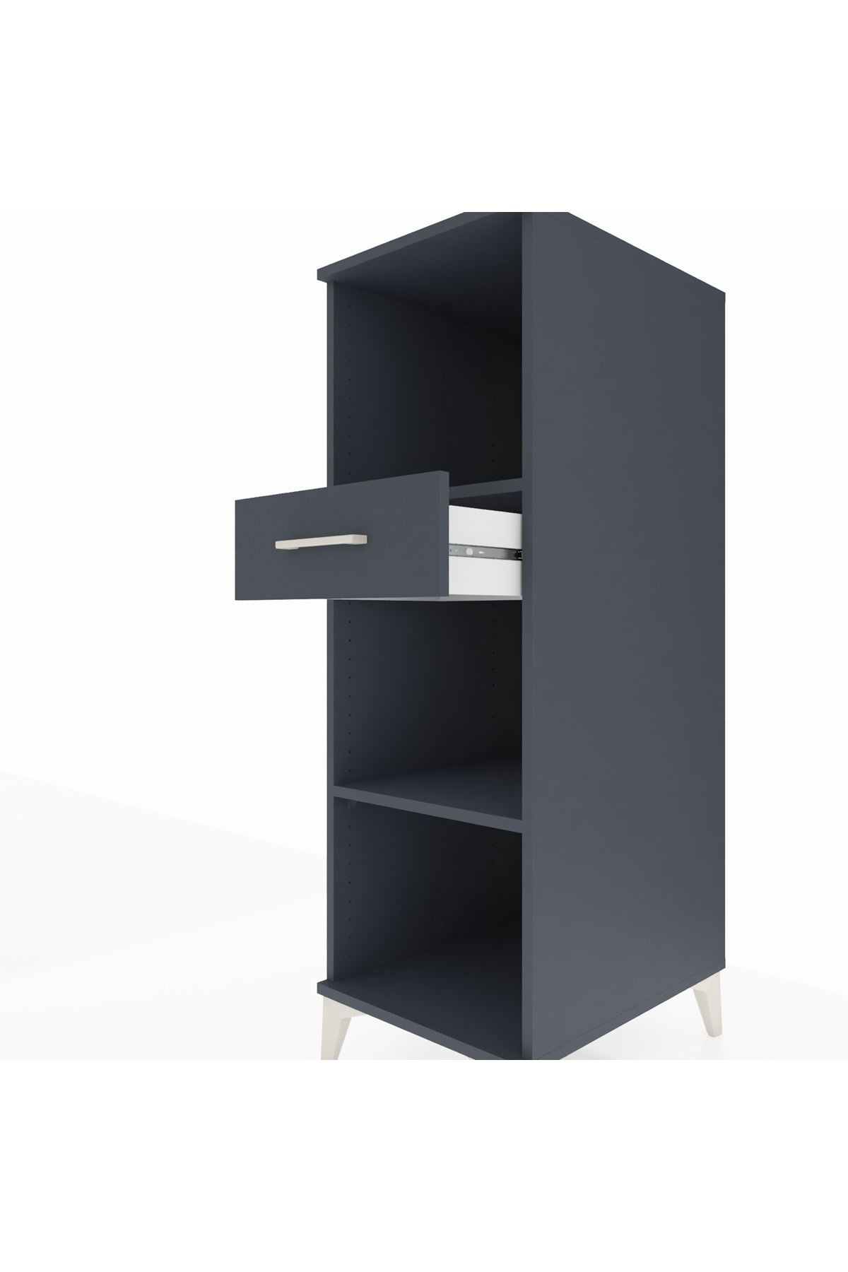 Kronos Dolap 2 Raflı Tek Çekmeceli 44x59x134 Antrasit-Antrasit