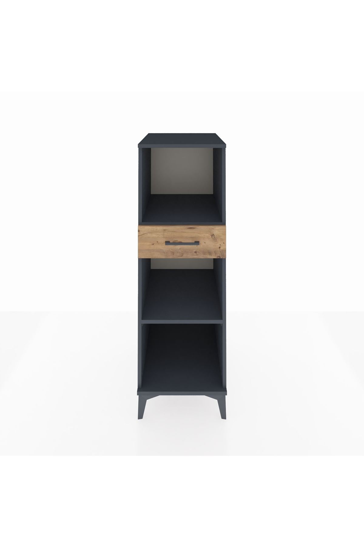 Kronos Dolap 2 Raflı Tek Çekmeceli 44x59x134 Antrasit-Çam