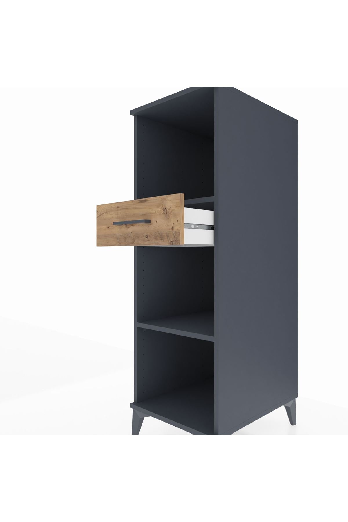 Kronos Dolap 2 Raflı Tek Çekmeceli 44x59x134 Antrasit-Çam