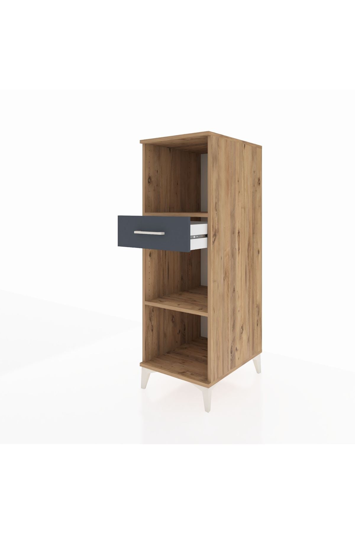 Kronos Dolap 2 Raflı Tek Çekmeceli 44x59x134 Çam-Antrasit