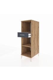 Kronos Dolap 2 Raflı Tek Çekmeceli 44x59x134 Çam-Antrasit