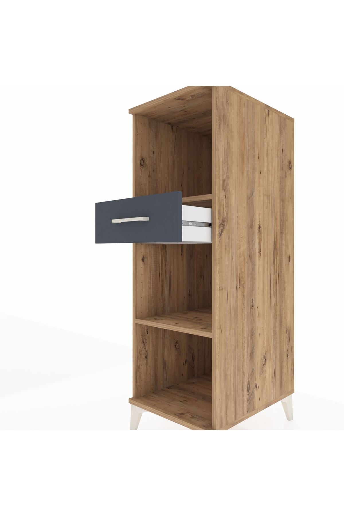 Kronos Dolap 2 Raflı Tek Çekmeceli 44x59x134 Çam-Antrasit