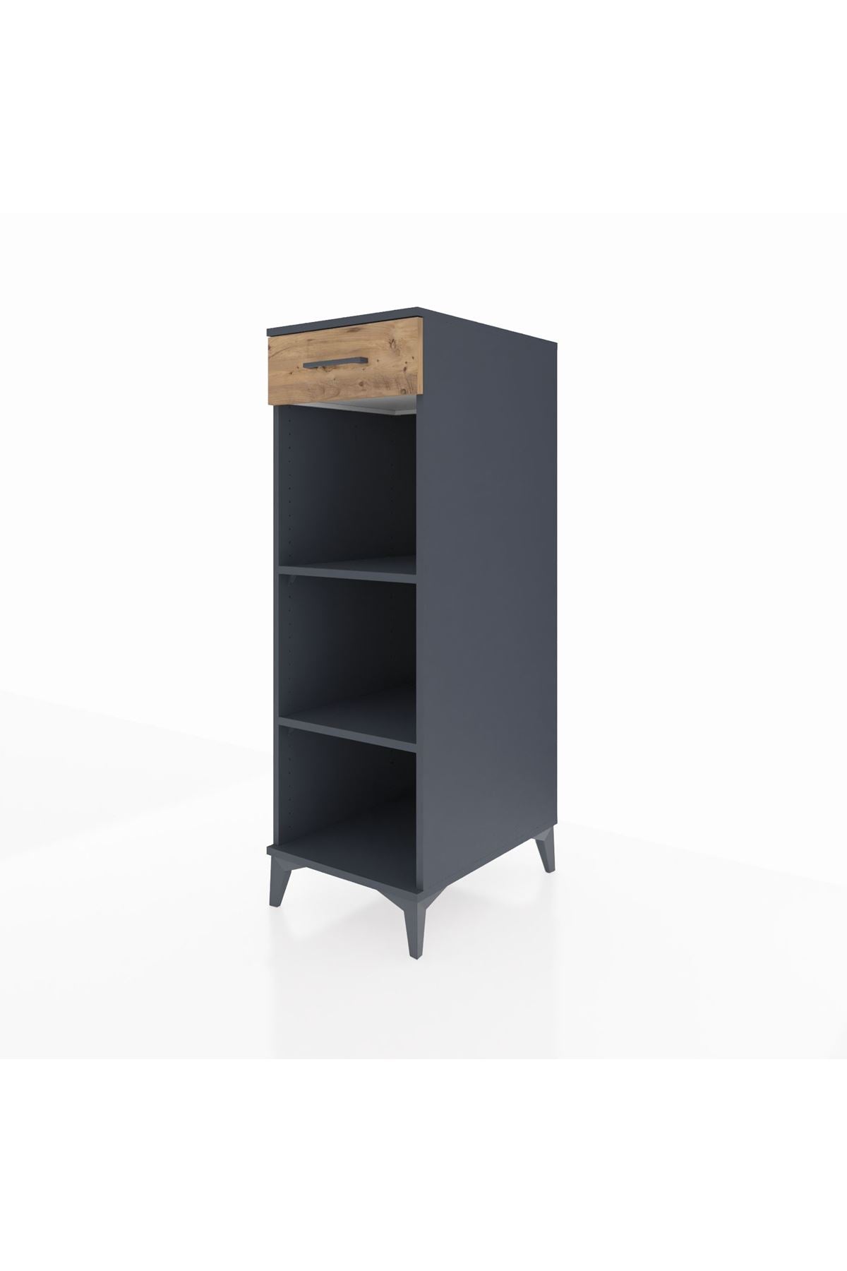 Kronos Dolap 2 Raflı Tek Çekmeceli 44x59x134 Antrasit-Çam