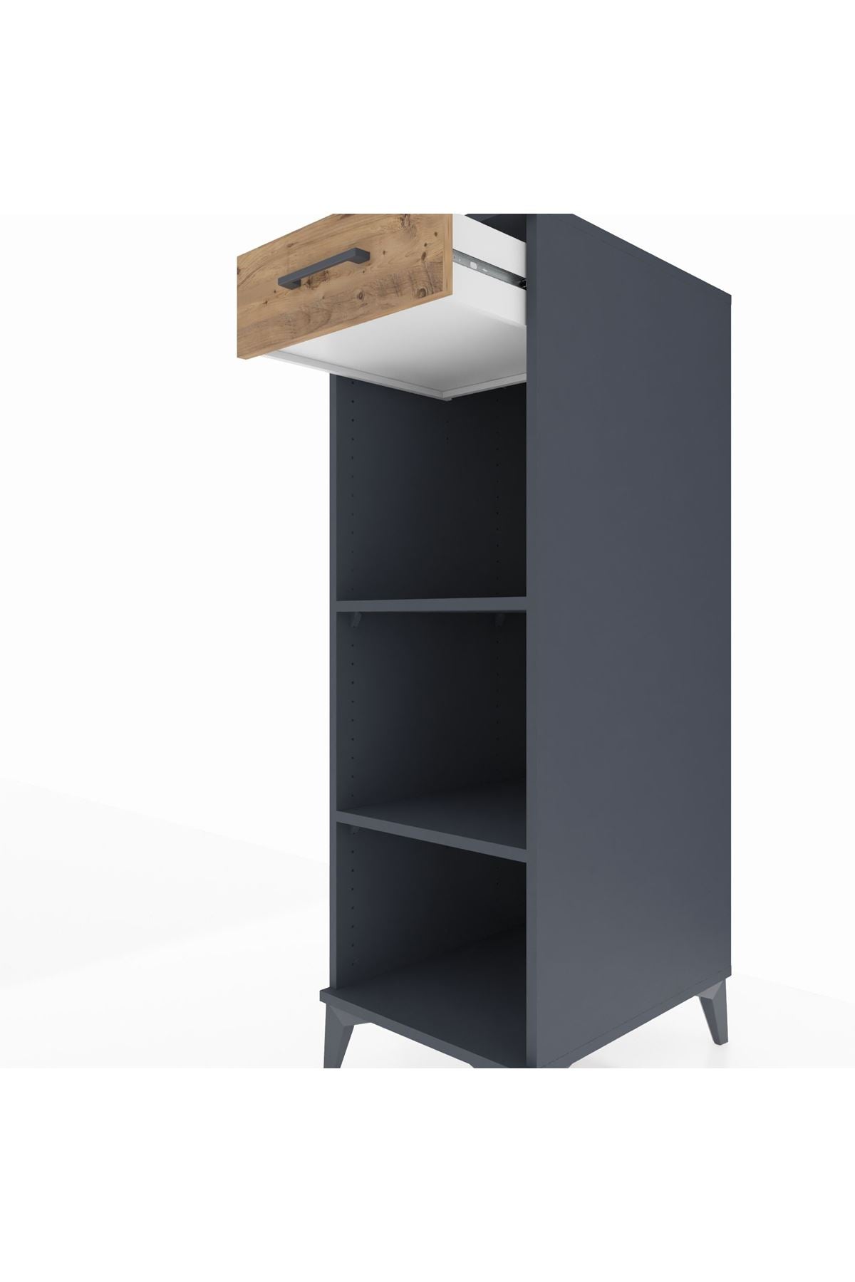 Kronos Dolap 2 Raflı Tek Çekmeceli 44x59x134 Antrasit-Çam