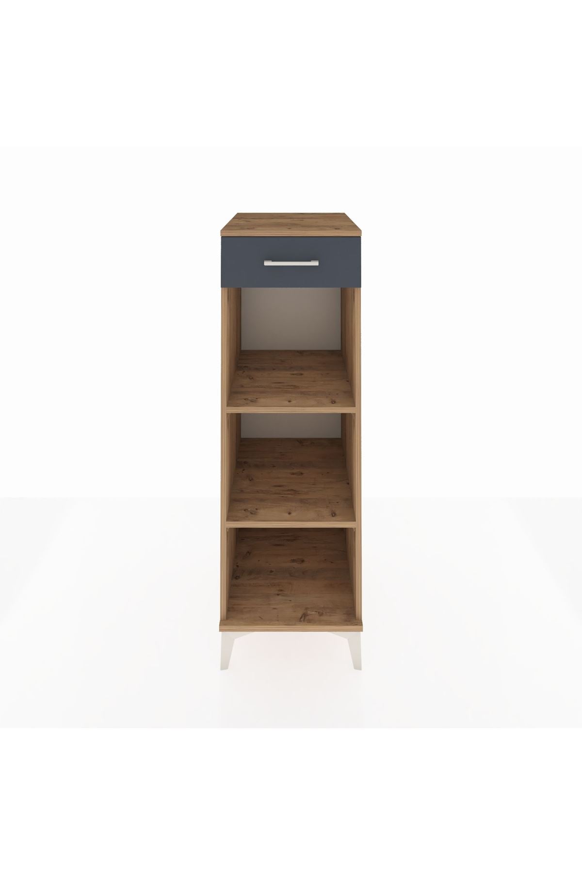 Kronos Dolap 2 Raflı Tek Çekmeceli 44x59x134 Çam-Antrasit