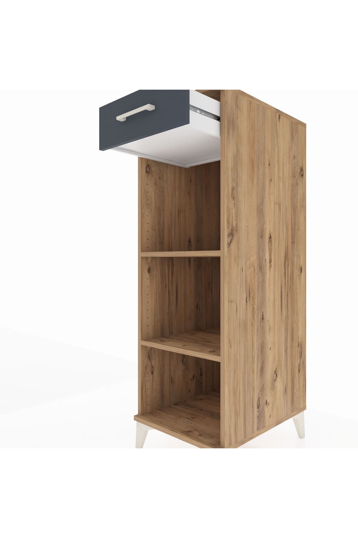 Kronos Dolap 2 Raflı Tek Çekmeceli 44x59x134 Çam-Antrasit