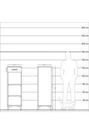 Kronos Dolap 2 Raflı Tek Çekmeceli 44x59x134 Çam-Antrasit