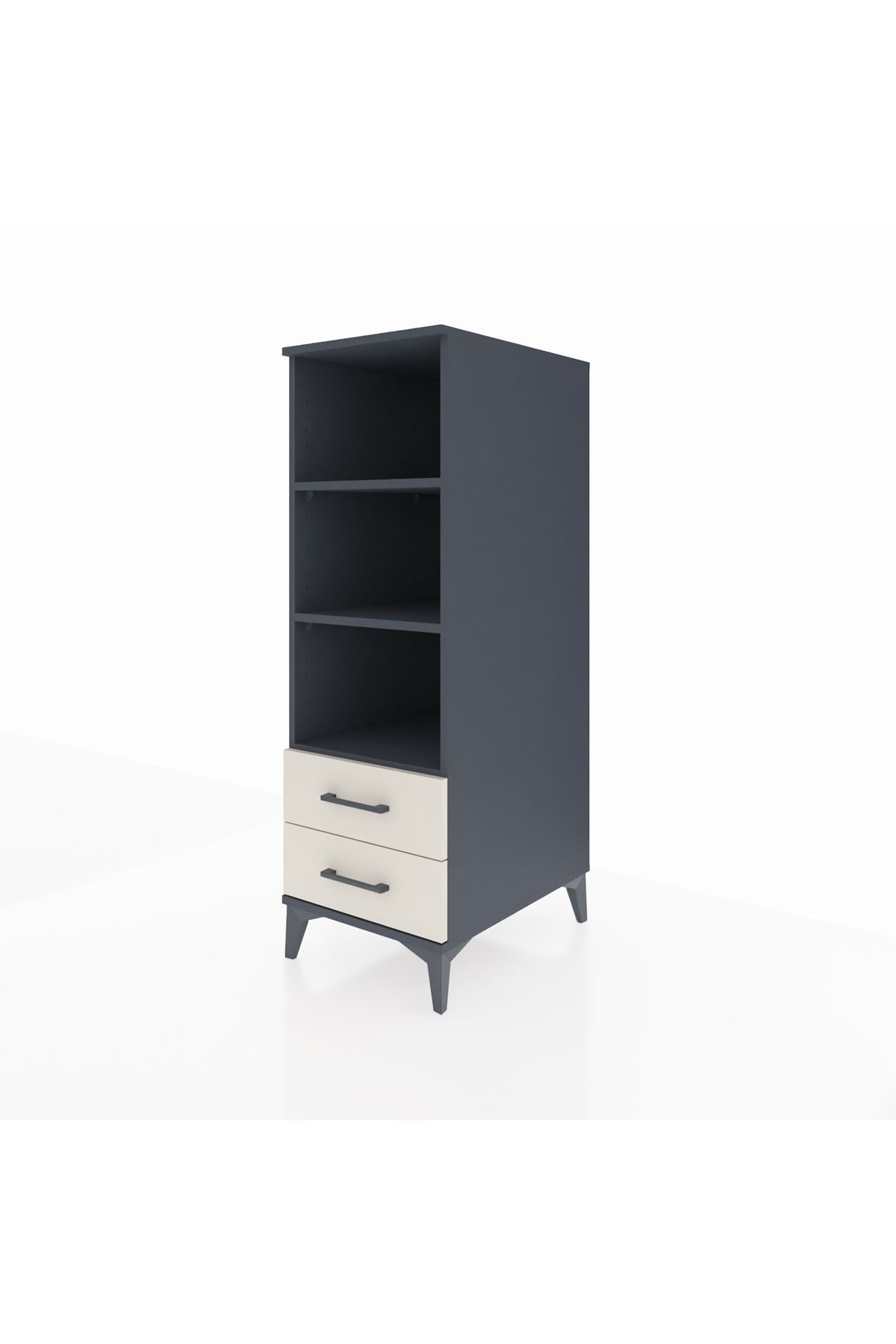 Kronos Dolap 3 Raflı 2 Çekmeceli 44x59x134 Antrasit-Aytaşı
