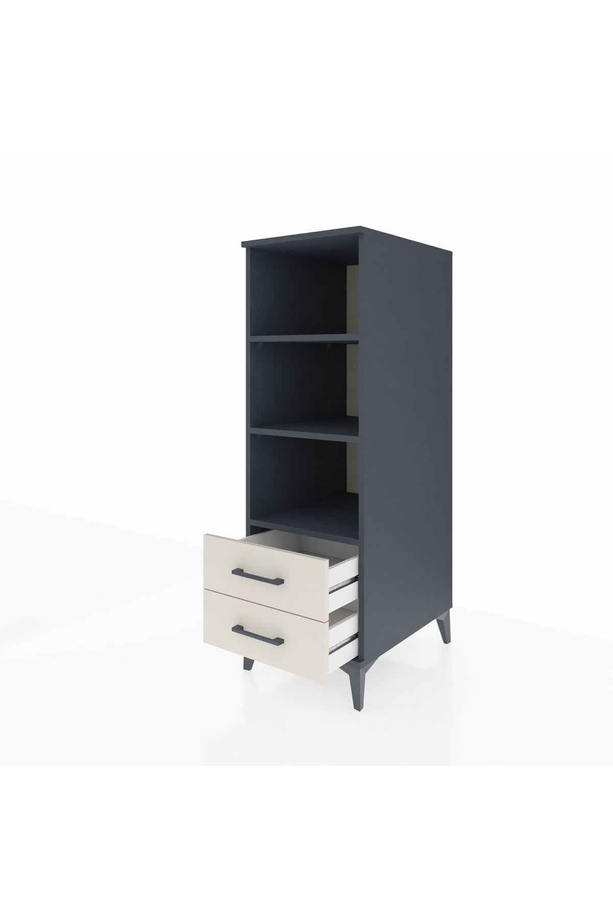 Kronos Dolap 3 Raflı 2 Çekmeceli 44x59x134 Antrasit-Aytaşı