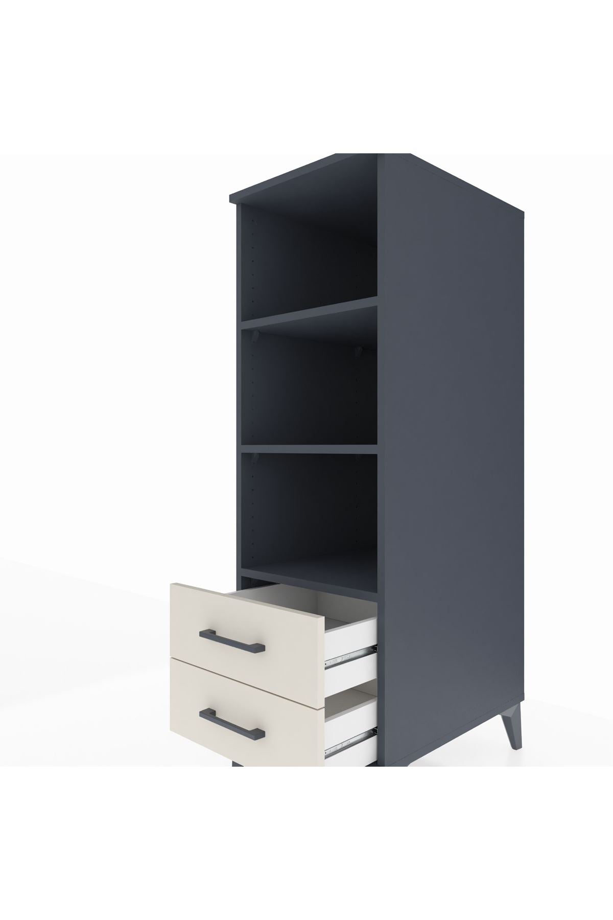 Kronos Dolap 3 Raflı 2 Çekmeceli 44x59x134 Antrasit-Aytaşı