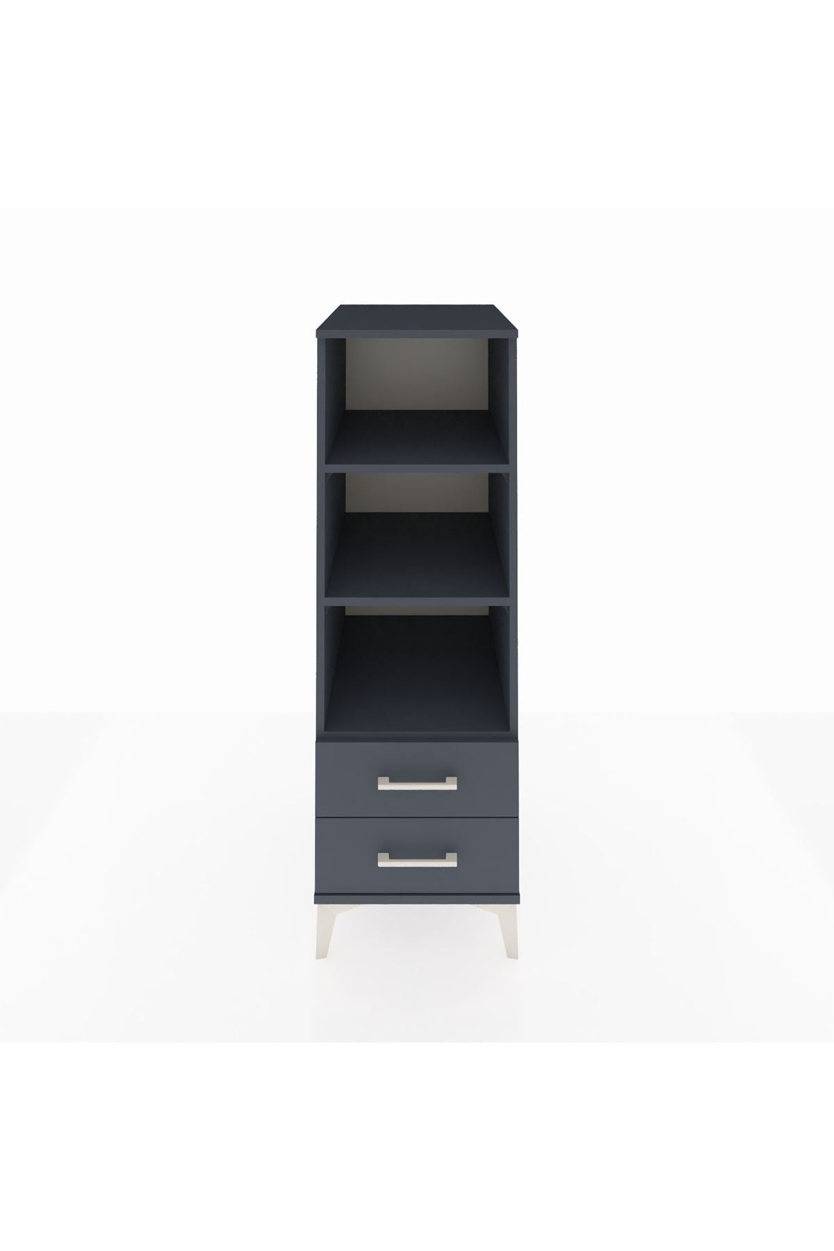 Kronos Dolap 3 Raflı 2 Çekmeceli 44x59x134 Antrasit-Antrasit