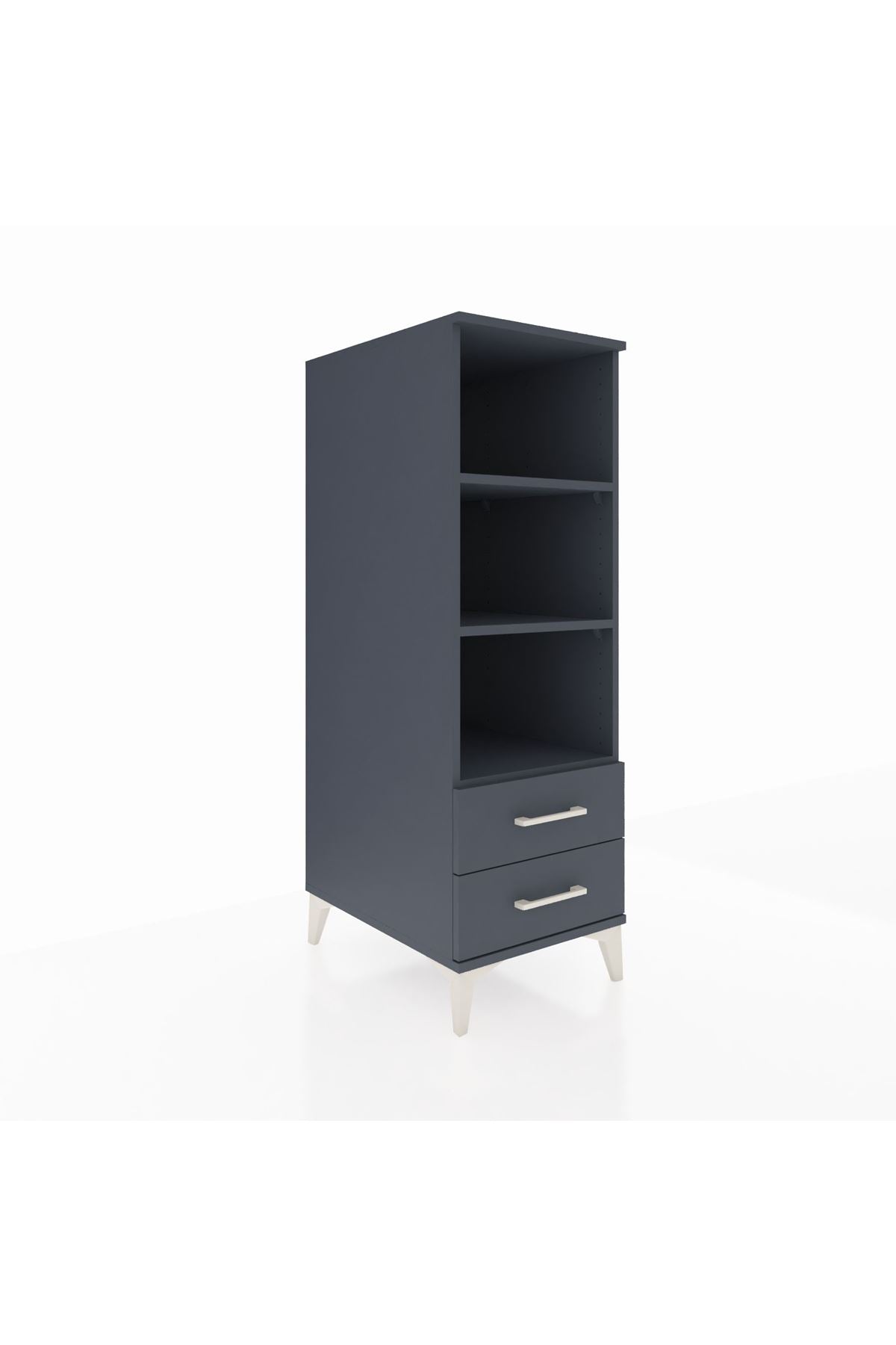 Kronos Dolap 3 Raflı 2 Çekmeceli 44x59x134 Antrasit-Antrasit