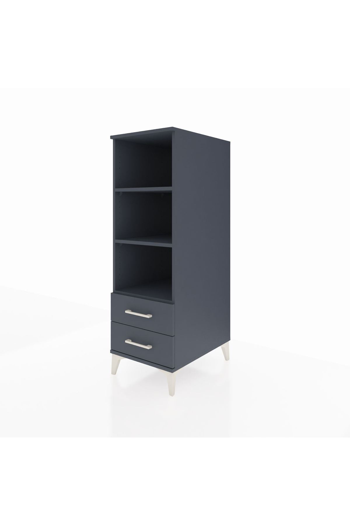 Kronos Dolap 3 Raflı 2 Çekmeceli 44x59x134 Antrasit-Antrasit