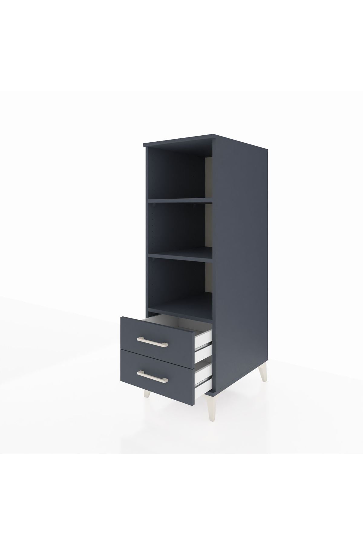 Kronos Dolap 3 Raflı 2 Çekmeceli 44x59x134 Antrasit-Antrasit