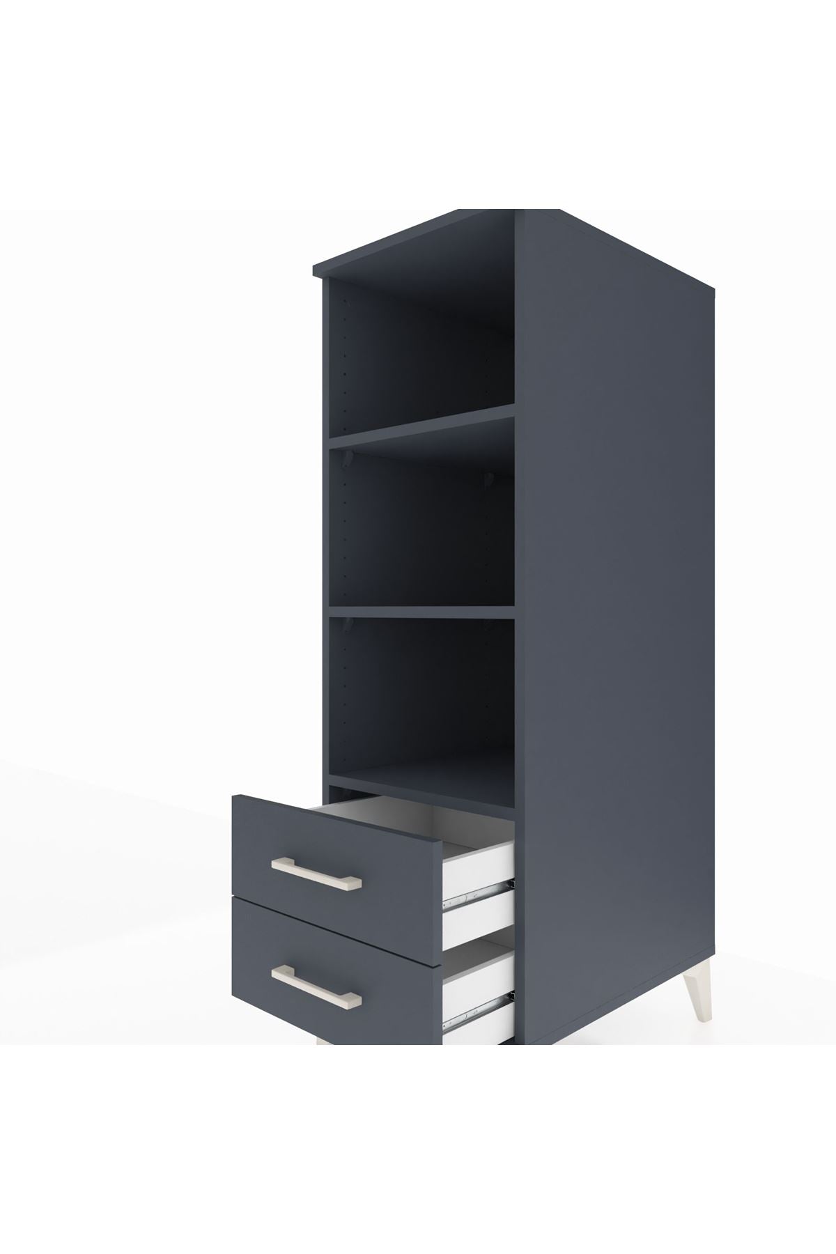 Kronos Dolap 3 Raflı 2 Çekmeceli 44x59x134 Antrasit-Antrasit