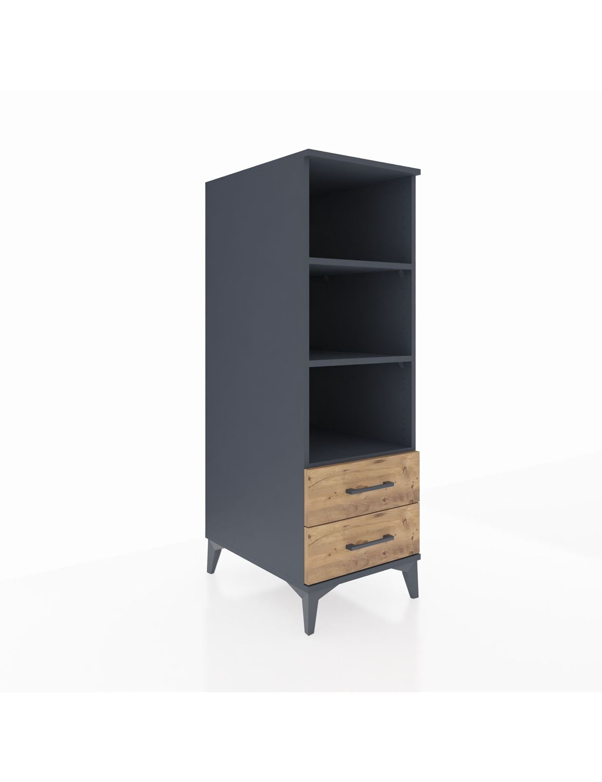 Kronos Dolap 3 Raflı 2 Çekmeceli 44x59x134 Antrasit-Çam