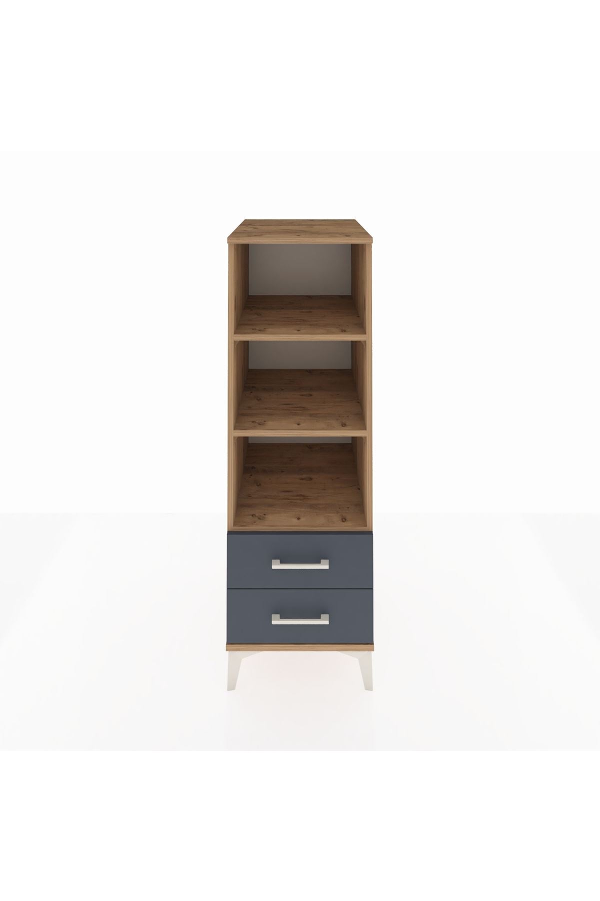 Kronos Dolap 3 Raflı 2 Çekmeceli 44x59x134 Çam-Antrasit