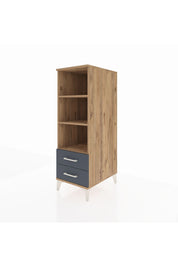 Kronos Dolap 3 Raflı 2 Çekmeceli 44x59x134 Çam-Antrasit