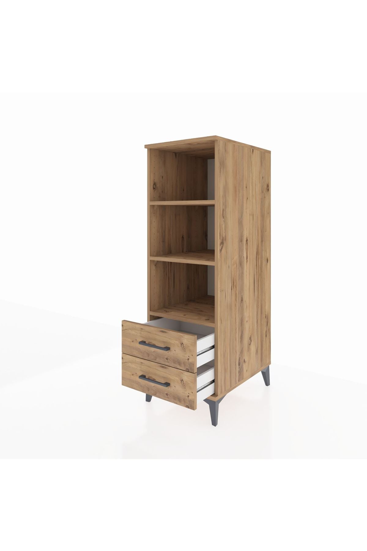 Kronos Dolap 3 Raflı 2 Çekmeceli 44x59x134 Çam-Çam