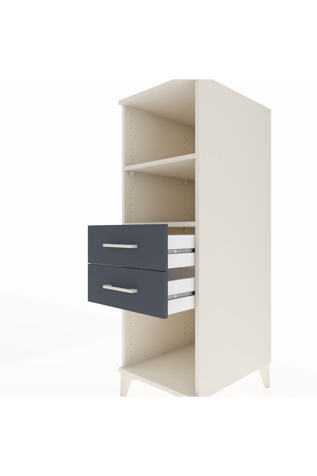 Kronos Dolap 2 Raflı 2 Çekmeceli 44x59x134 Aytaşı-Antrasit