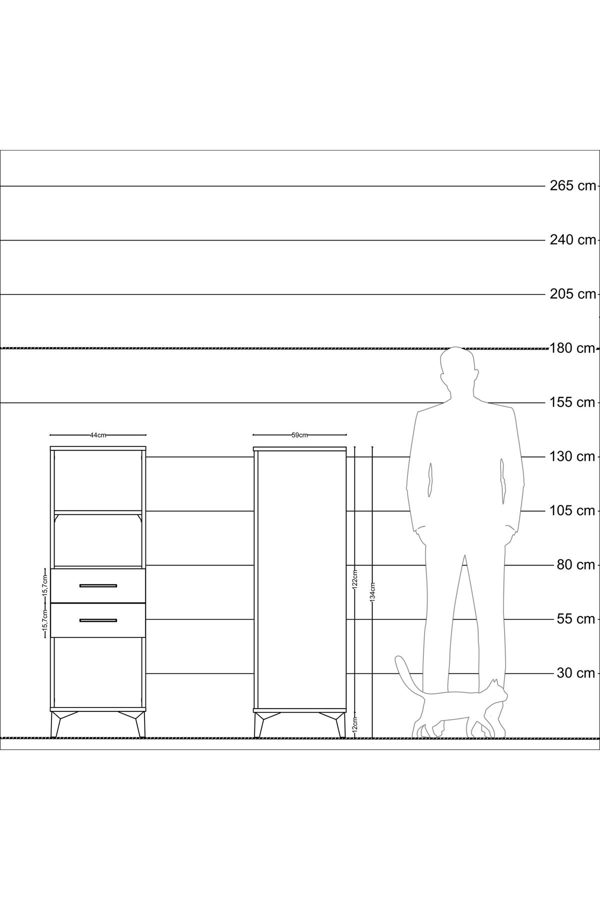Kronos Dolap 2 Raflı 2 Çekmeceli 44x59x134 Aytaşı-Çam