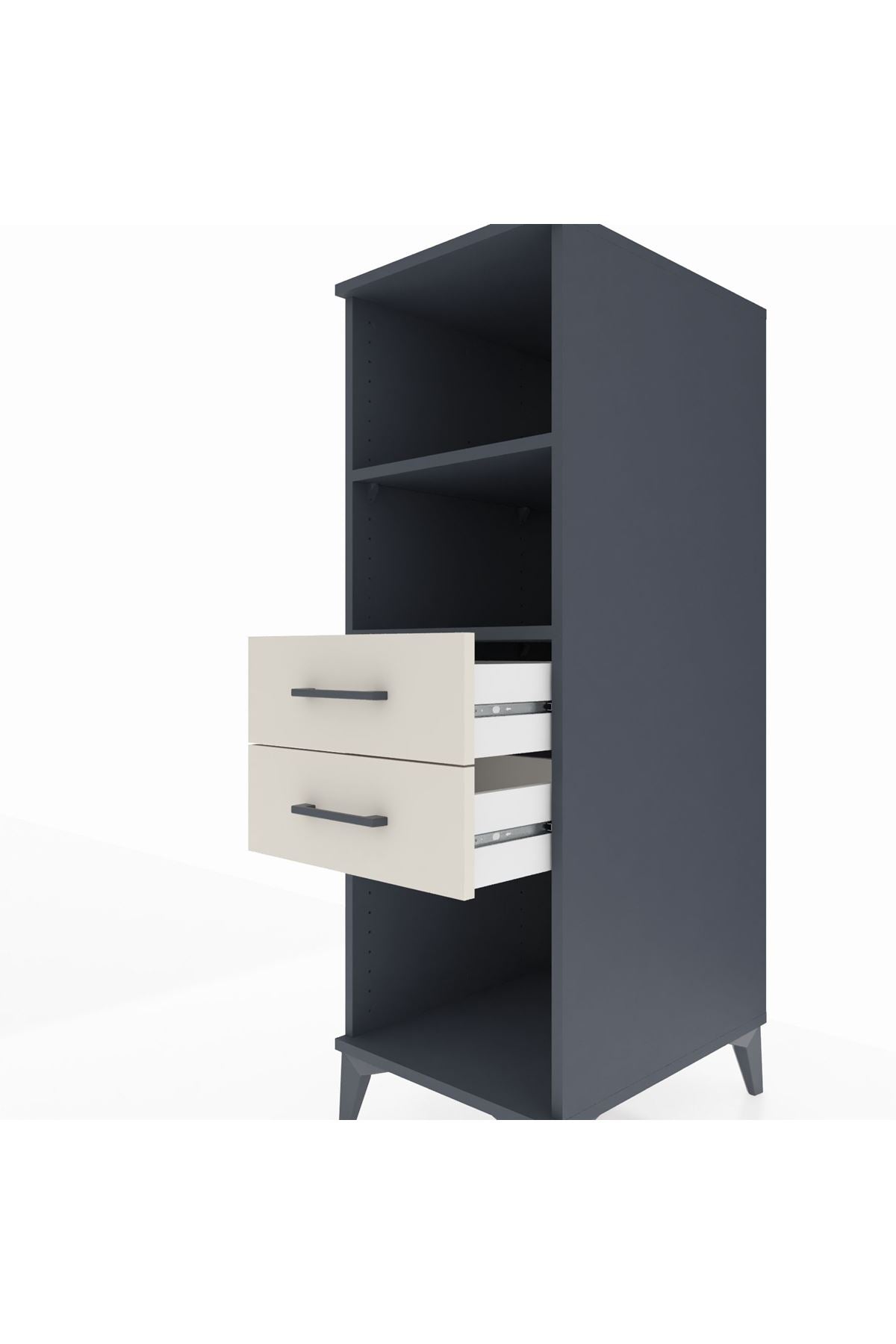 Kronos Dolap 2 Raflı 2 Çekmeceli 44x59x134 Antrasit-Aytaşı