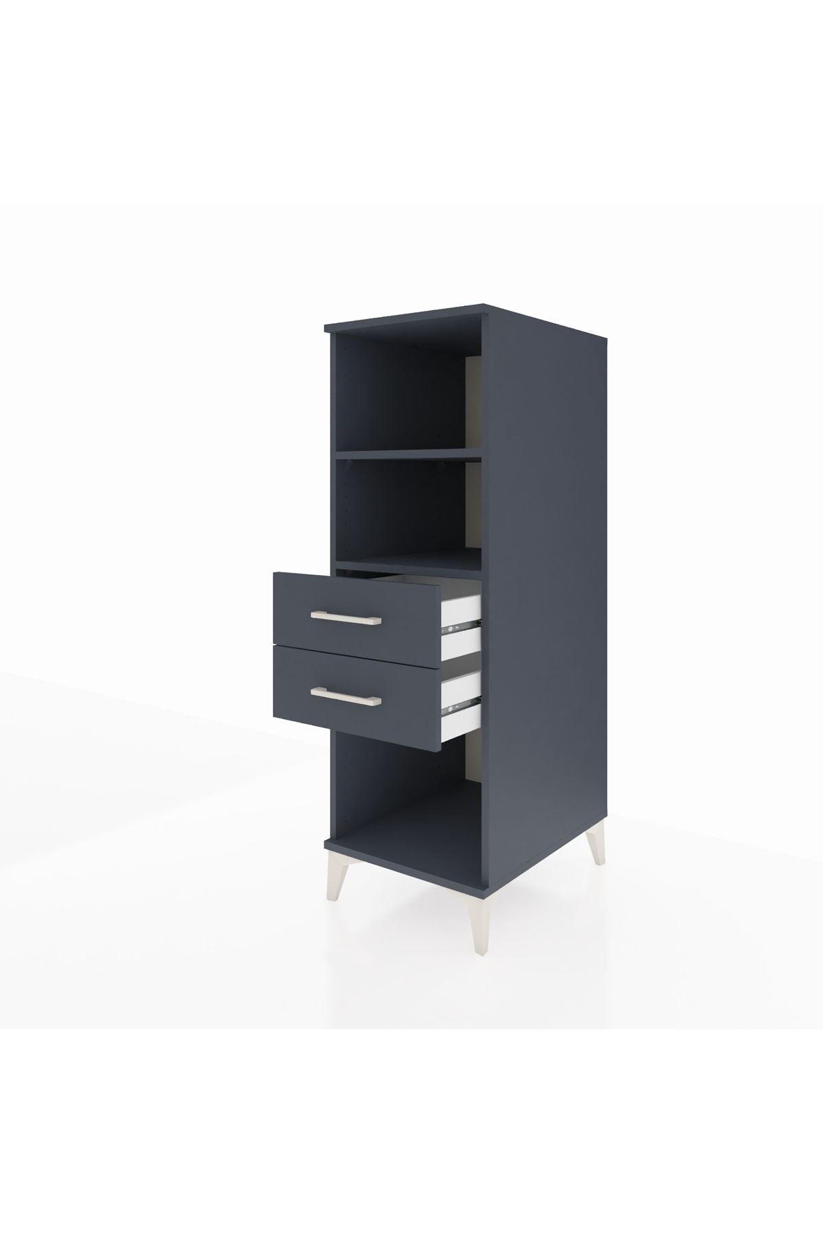 Kronos Dolap 2 Raflı 2 Çekmeceli 44x59x134 Antrasit-Antrasit