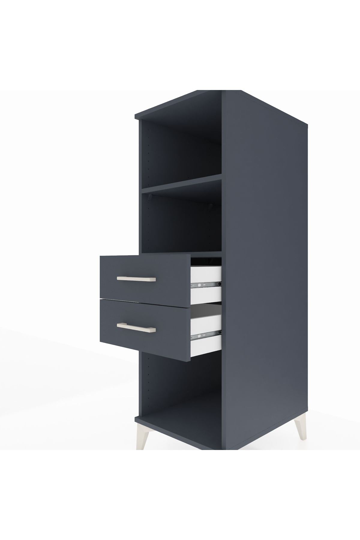 Kronos Dolap 2 Raflı 2 Çekmeceli 44x59x134 Antrasit-Antrasit