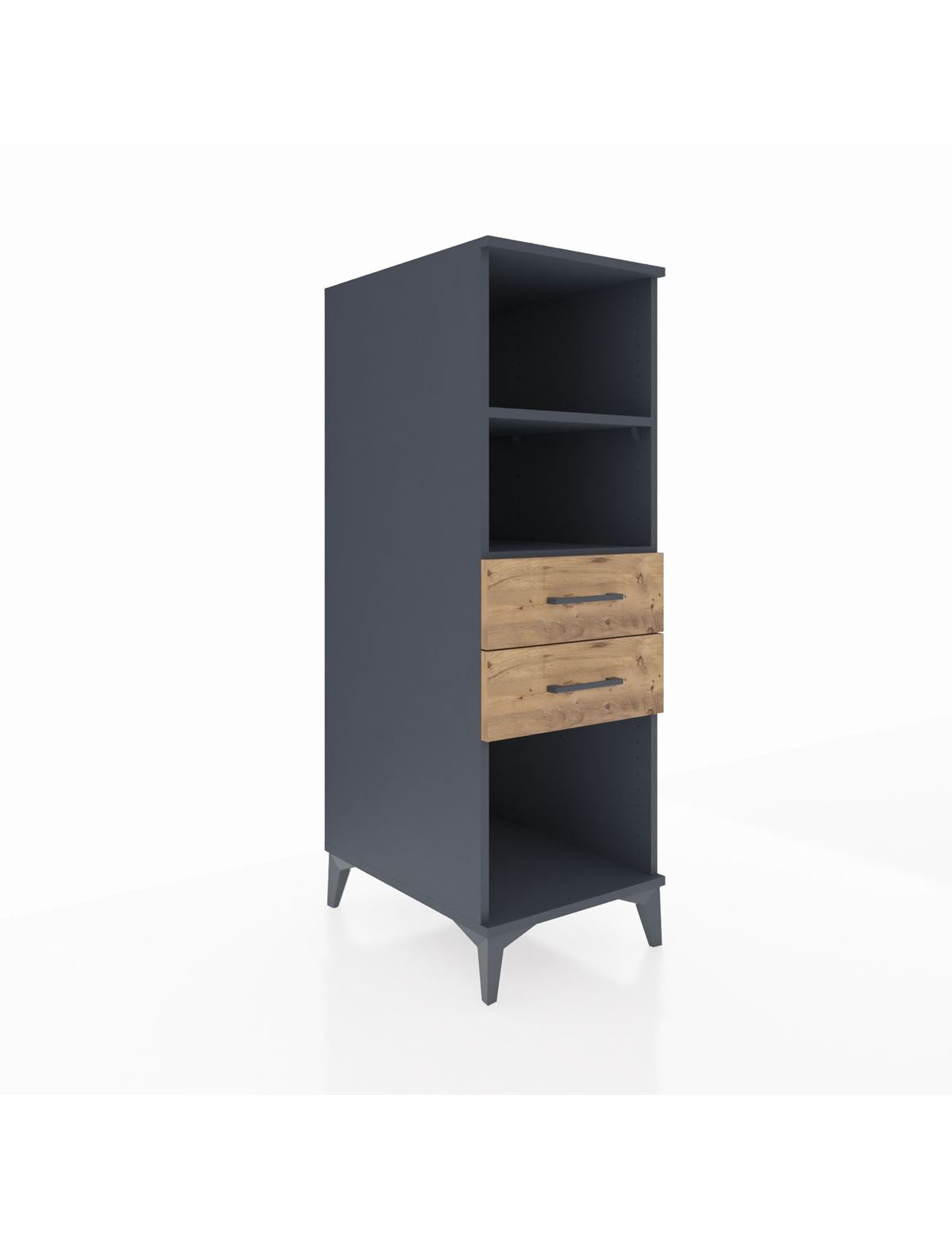 Kronos Dolap 2 Raflı 2 Çekmeceli 44x59x134 Antrasit-Çam