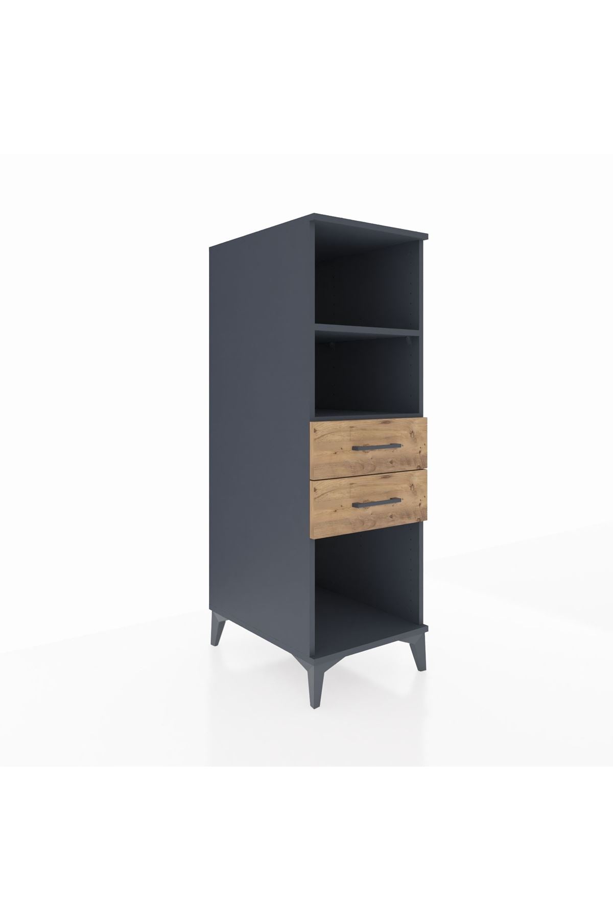 Kronos Dolap 2 Raflı 2 Çekmeceli 44x59x134 Antrasit-Çam