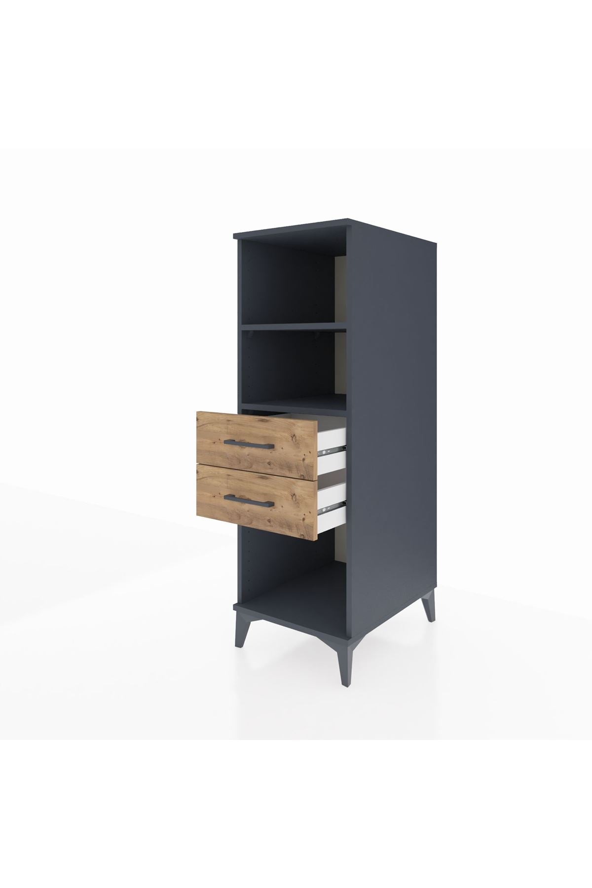 Kronos Dolap 2 Raflı 2 Çekmeceli 44x59x134 Antrasit-Çam