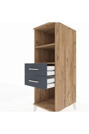 Kronos Dolap 2 Raflı 2 Çekmeceli 44x59x134 Çam-Antrasit