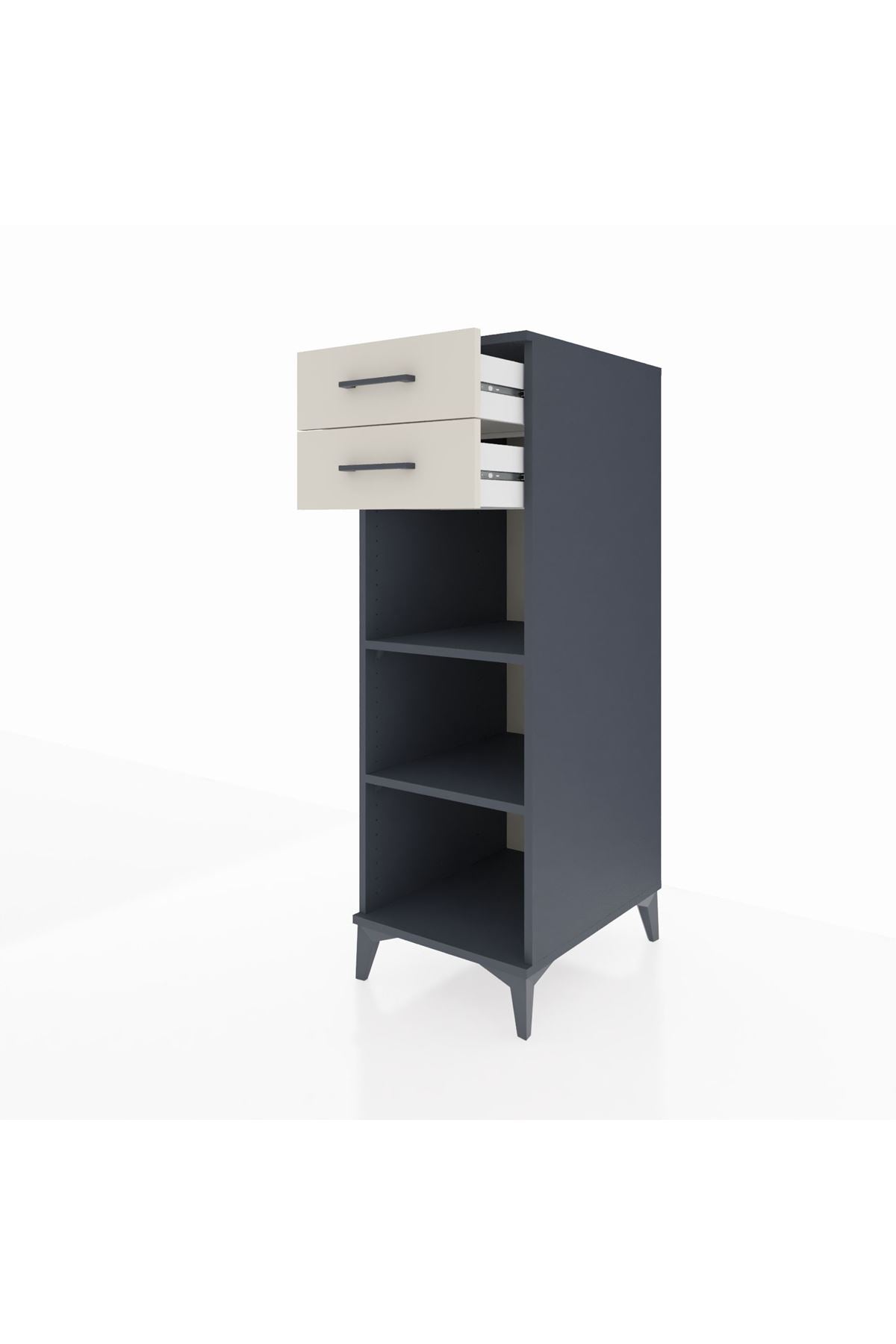 Kronos Dolap 2 Raflı 2 Çekmeceli 44x59x134 Antrasit-Aytaşı