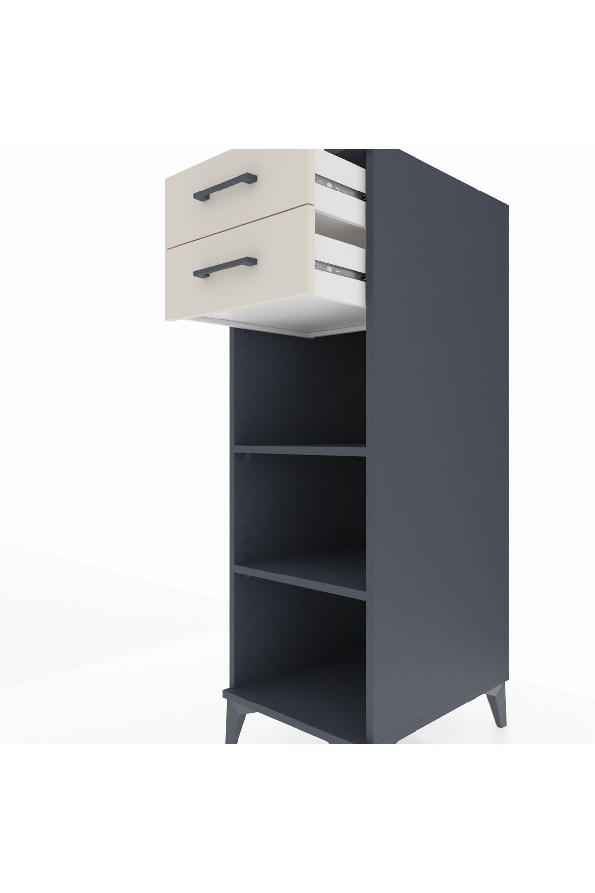 Kronos Dolap 2 Raflı 2 Çekmeceli 44x59x134 Antrasit-Aytaşı