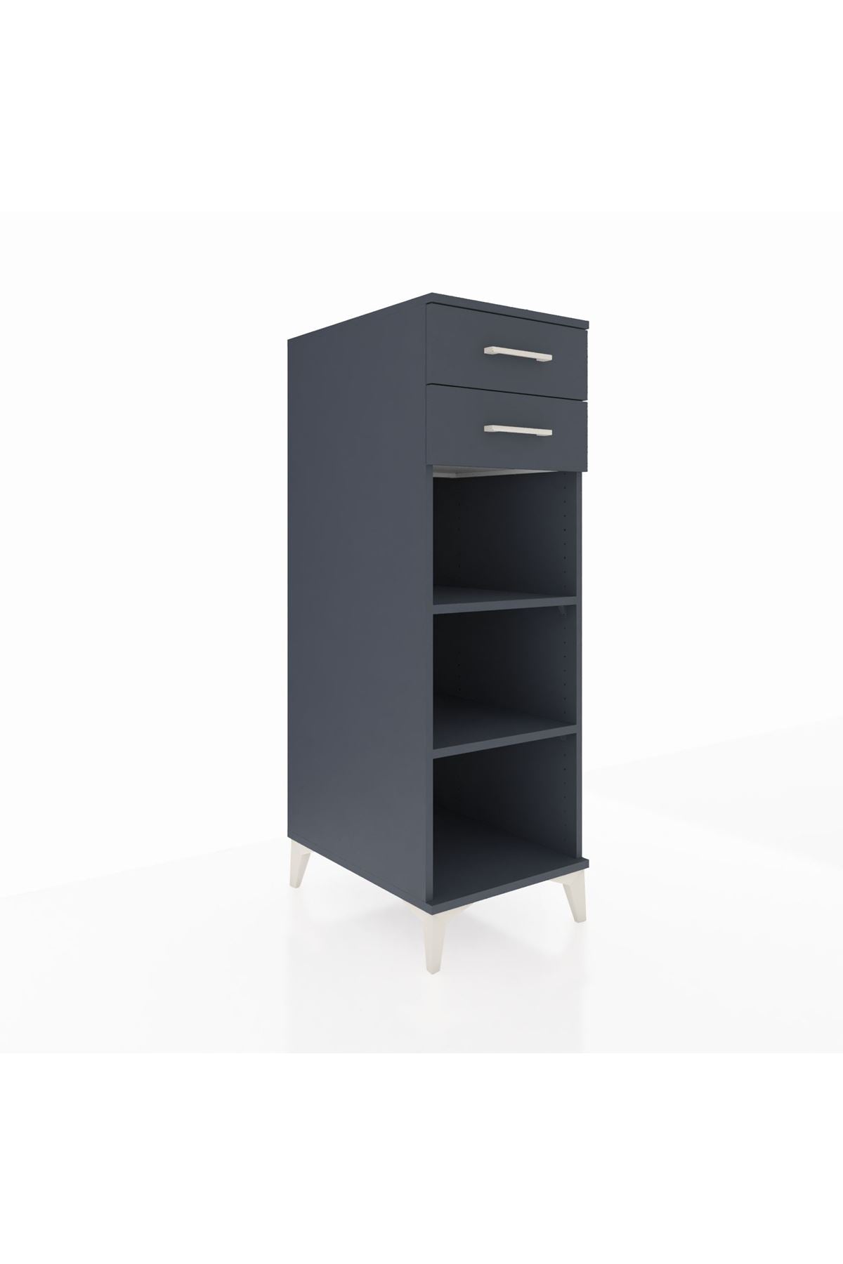 Kronos Dolap 2 Raflı 2 Çekmeceli 44x59x134 Antrasit-Antrasit