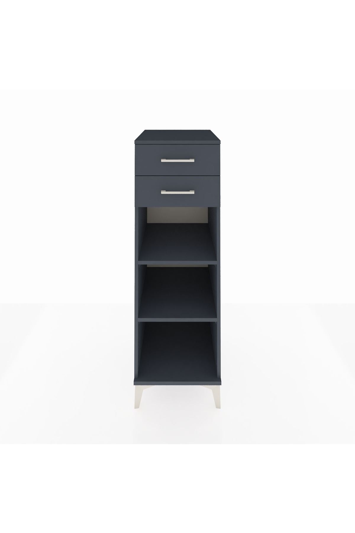 Kronos Dolap 2 Raflı 2 Çekmeceli 44x59x134 Antrasit-Antrasit