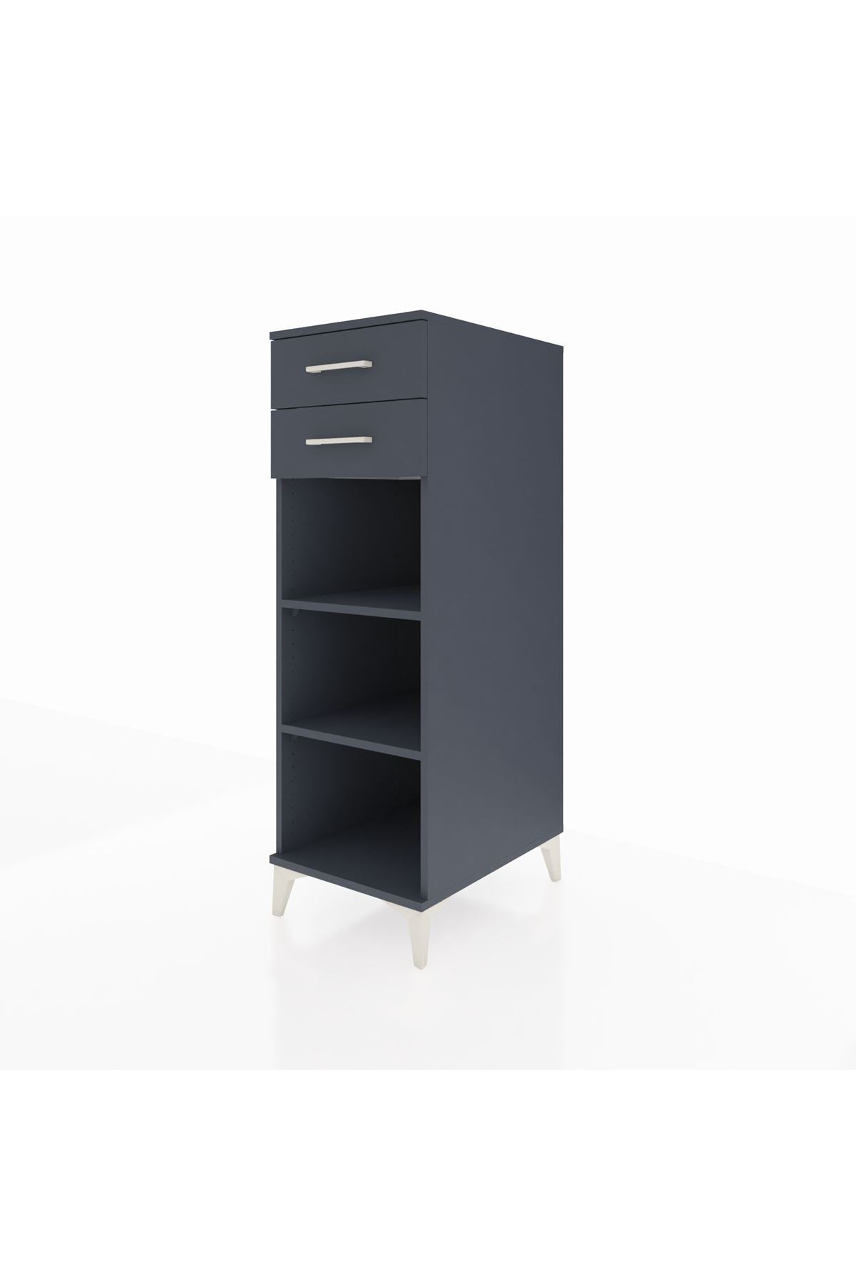 Kronos Dolap 2 Raflı 2 Çekmeceli 44x59x134 Antrasit-Antrasit