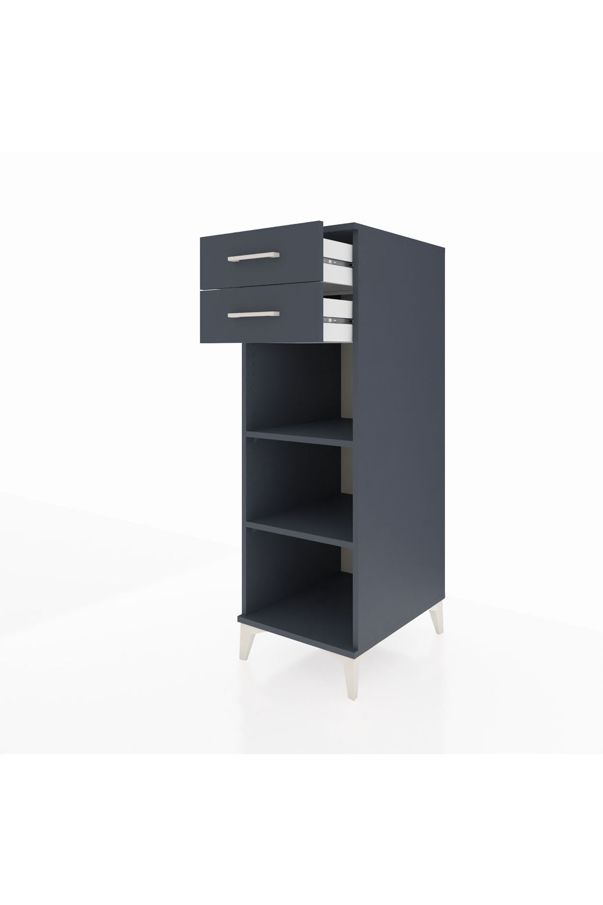 Kronos Dolap 2 Raflı 2 Çekmeceli 44x59x134 Antrasit-Antrasit