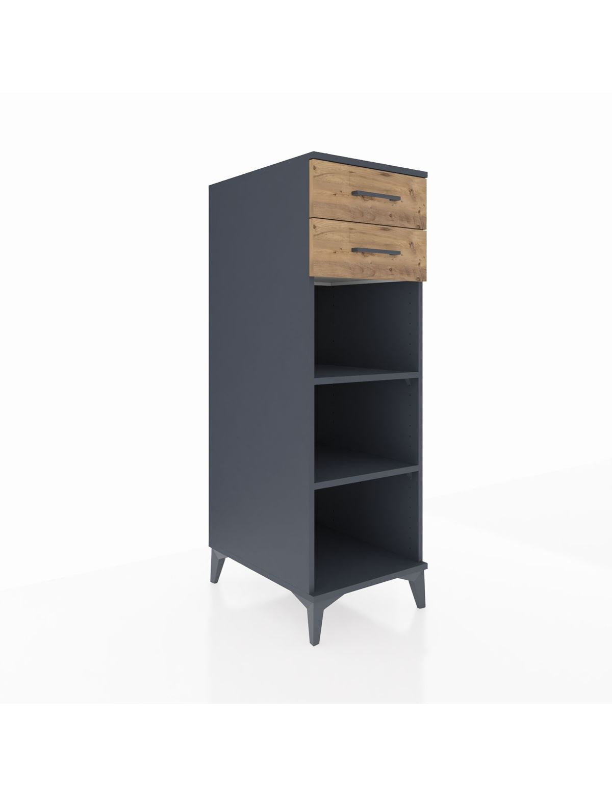 Kronos Dolap 2 Raflı 2 Çekmeceli 44x59x134 Antrasit-Çam