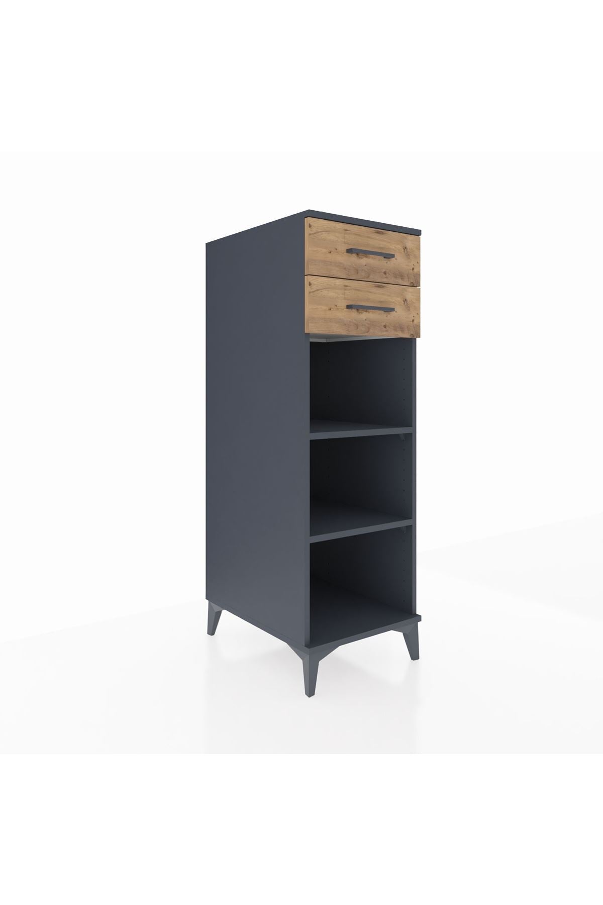 Kronos Dolap 2 Raflı 2 Çekmeceli 44x59x134 Antrasit-Çam