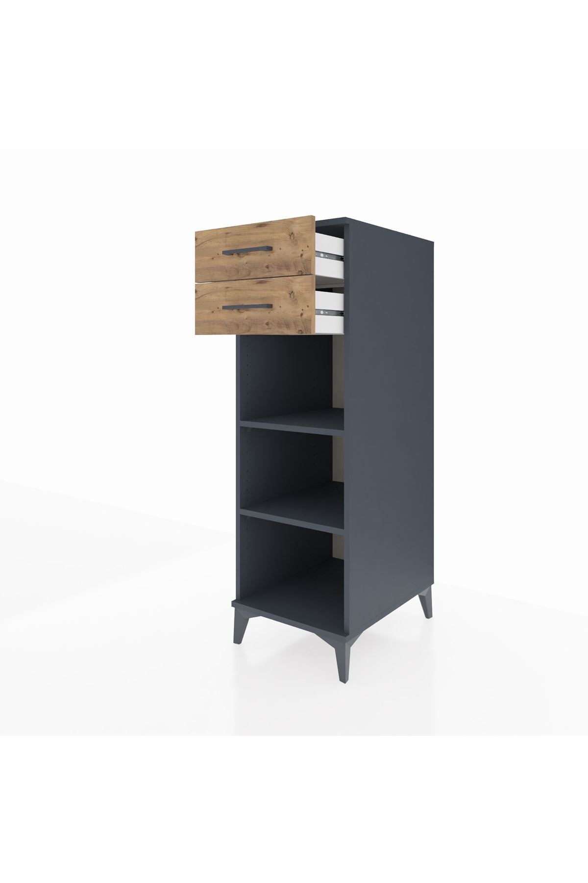 Kronos Dolap 2 Raflı 2 Çekmeceli 44x59x134 Antrasit-Çam