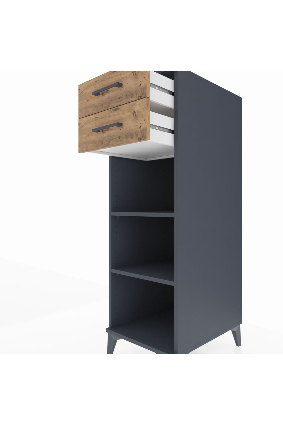 Kronos Dolap 2 Raflı 2 Çekmeceli 44x59x134 Antrasit-Çam