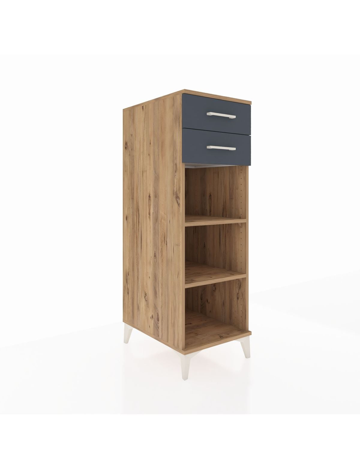 Kronos Dolap 2 Raflı 2 Çekmeceli 44x59x134 Çam-Antrasit