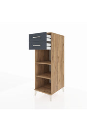 Kronos Dolap 2 Raflı 2 Çekmeceli 44x59x134 Çam-Antrasit