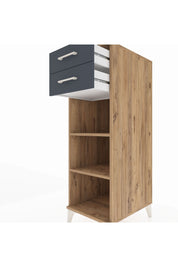 Kronos Dolap 2 Raflı 2 Çekmeceli 44x59x134 Çam-Antrasit