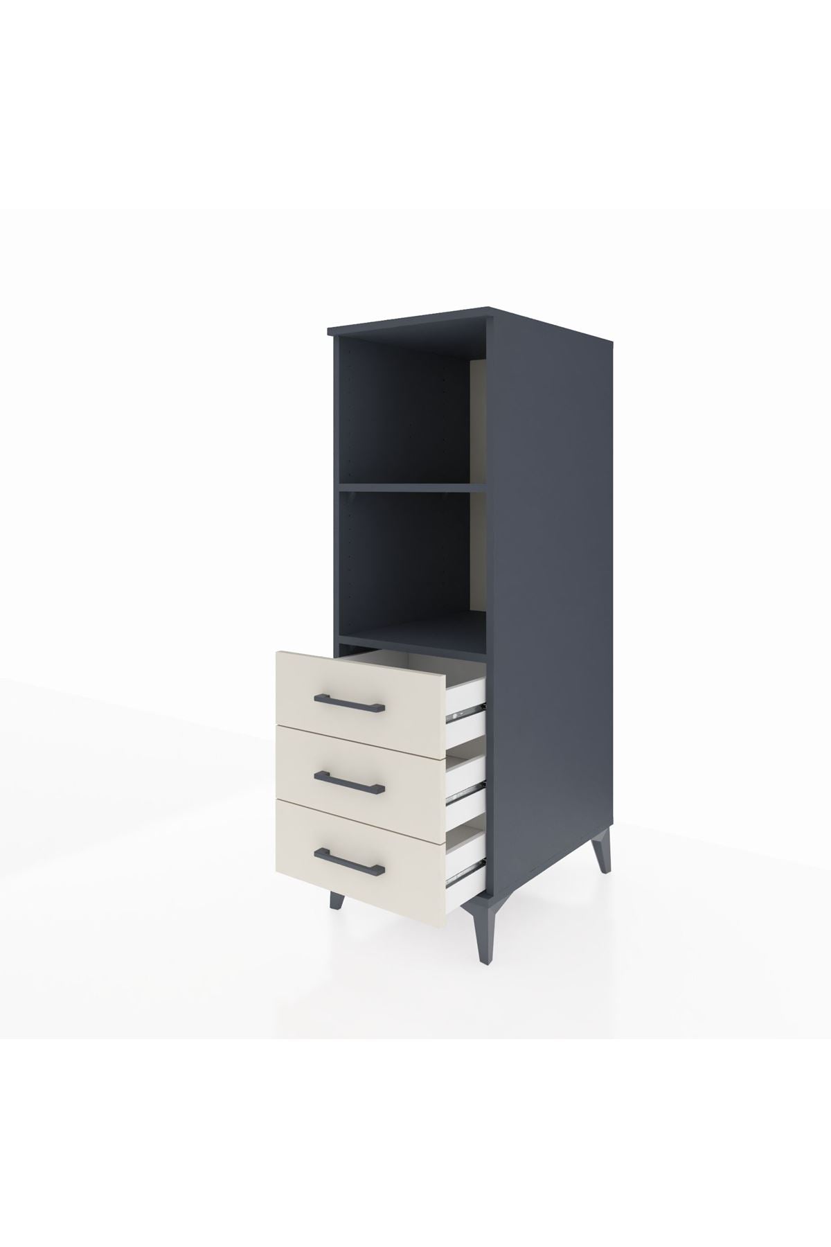 Kronos Dolap 2 Raflı 3 Çekmeceli 44x59x134 Antrasit-Aytaşı