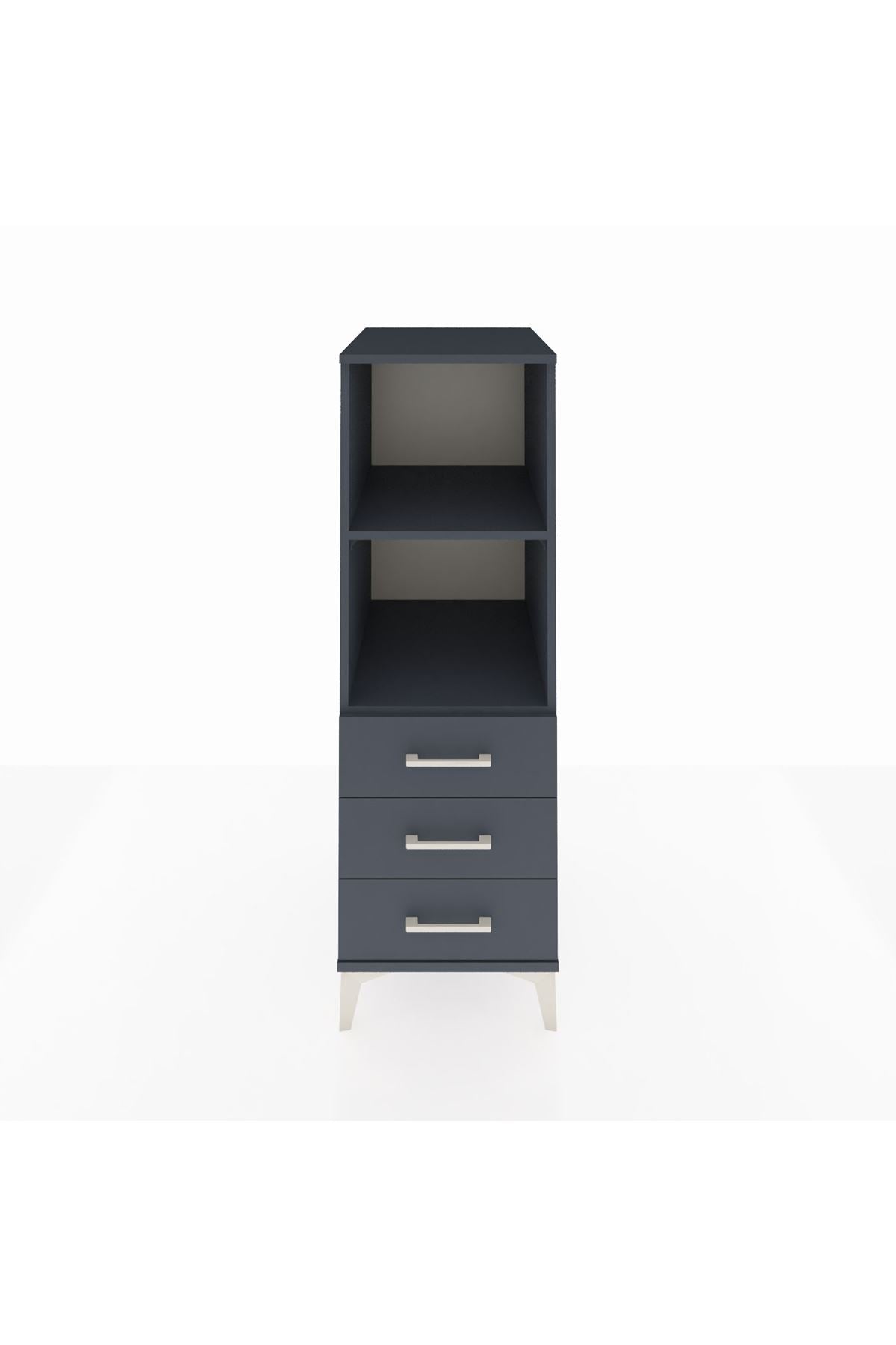 Kronos Dolap 2 Raflı 3 Çekmeceli 44x59x134 Antrasit-Antrasit